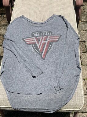 Chaser Long Sleeve Van Halen Logo Tee in Heather Gray with Red Accent